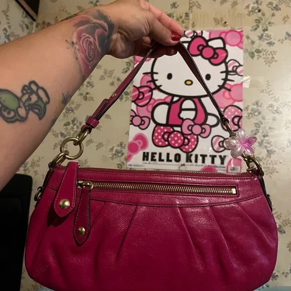 Coach Madison Hot Pink/Magenta Leather Shoulder Bag - Picture 3 of 15